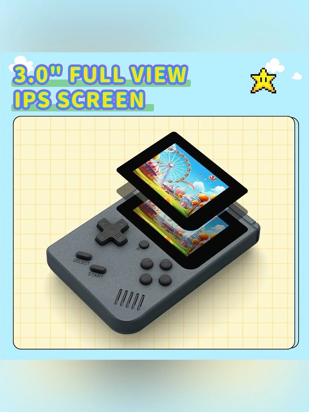 Portable Handheld Gaming Console - Gray
